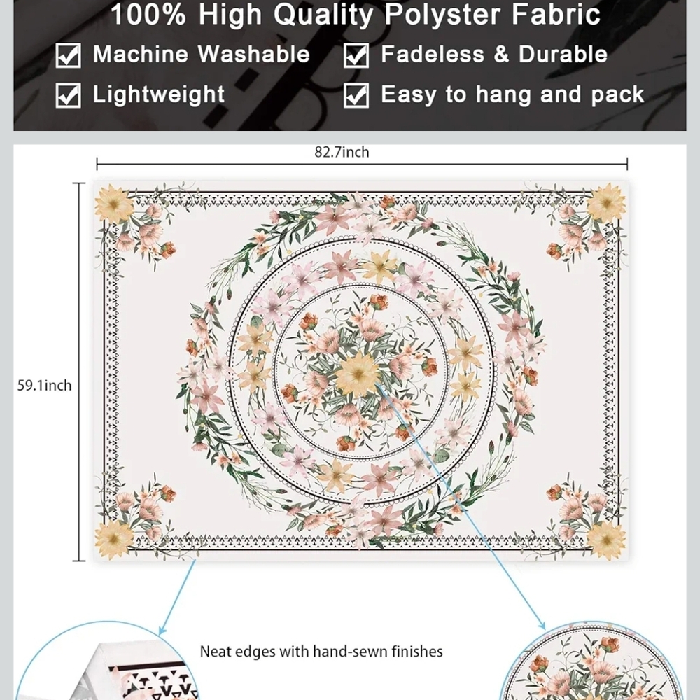 Floral Tapestry with Pink and Yellow Accents